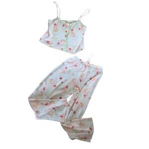 Cerie y2k pink‎ floral print two piece lounge pajama set